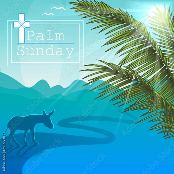 Fototapeta Vector illustration for the holiday Palm Sunday. Easter celebration. Easter Sunday