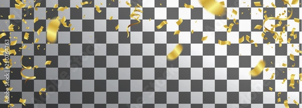 Fototapeta Golden confetti Vector Festive Illustration of Falling Shiny Confetti Glitters Isolated