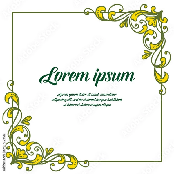 Fototapeta Vector illustration greeting card lorem ipsum with flower frame white backdrop hand drawn