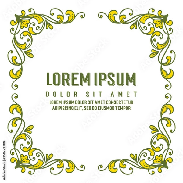 Fototapeta Vector illustration greeting card lorem ipsum with flower frame white backdrop hand drawn