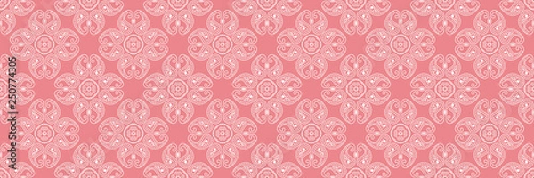 Obraz Indian seamless pink background with white pattern