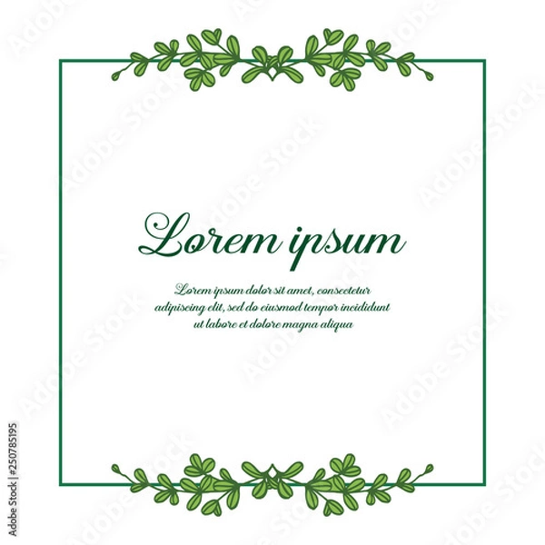 Fototapeta Vector illustration elegant green leaves flower frame with invitation lorem ipsum hand drawn