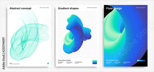 Fototapeta Abstract design templates with 3d flow shapes