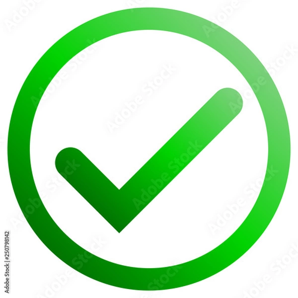 Fototapeta Check marks - green gradient, tick icon inside of circle - vector