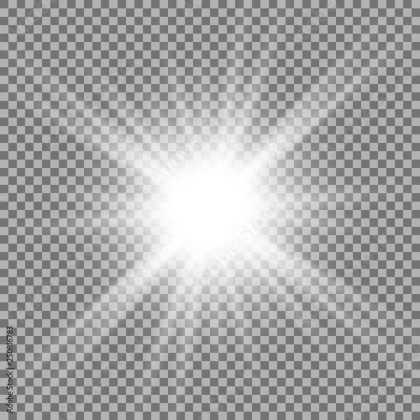 Fototapeta Shining star on transparent background, white color