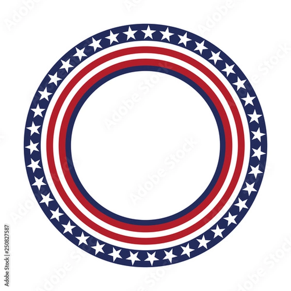 Fototapeta USA star vector pattern round frame. American patriotic circle border with stars and stripes pattern.