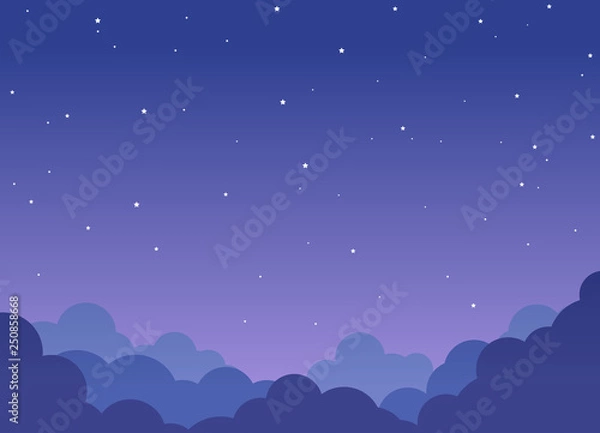 Fototapeta Nocne niebo pochmurne tło z błyszczącymi gwiazdami
