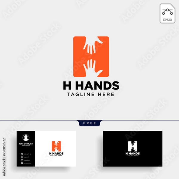 Fototapeta minimal H letter, initial hand logo template vector illustration icon element