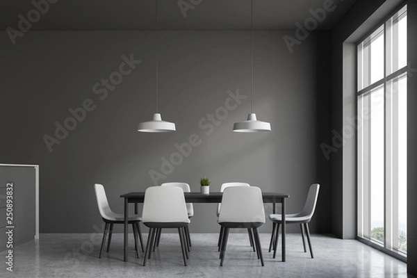 Fototapeta Minimalistic gray dining room