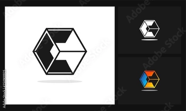 Obraz c hexagon square icon vector logo