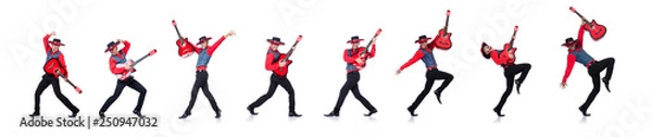 Fototapeta Guitar player isolated on the white