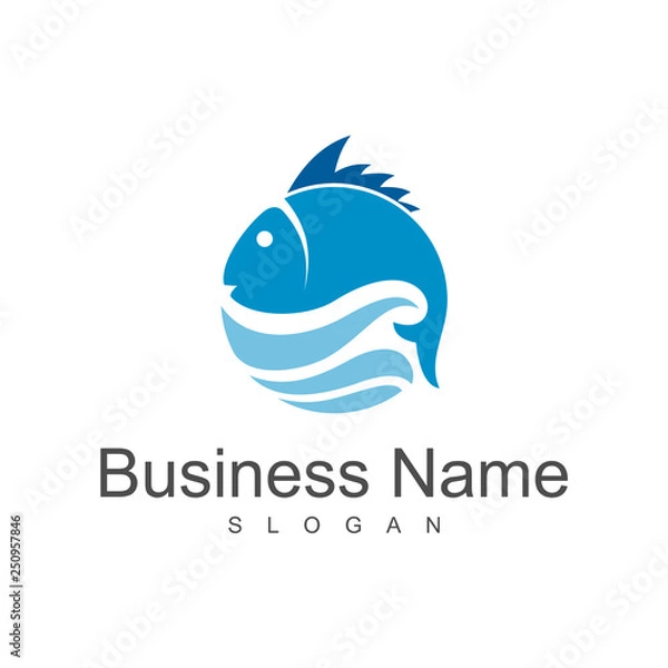 Obraz fish wave logo template