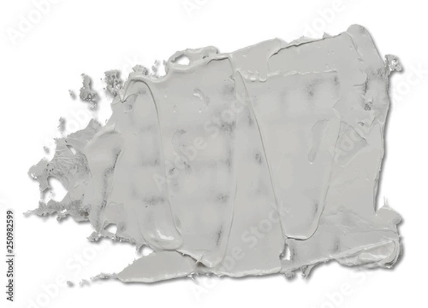 Obraz Textured white oil paint brush stroke with shadows on the lower layer, isolated on white background. EPS10 vector illustration.