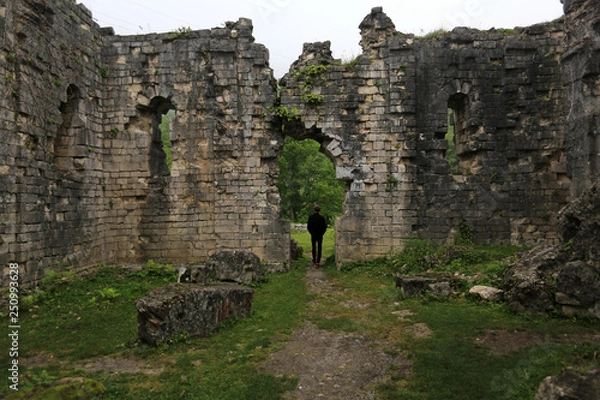Fototapeta The ruins of the Bzyb temple of the X century built in Abkhazia