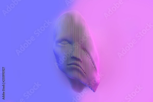 Fototapeta Conceptual representation of a female head with crushed problems 3d illustration
