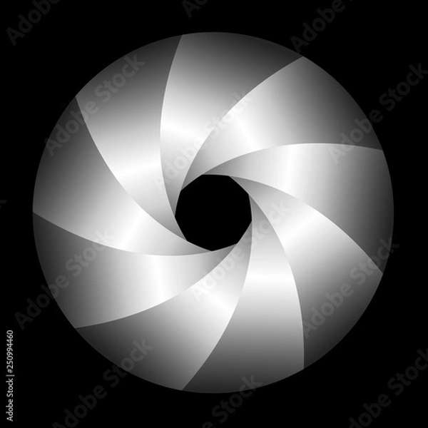 Fototapeta Background with 3D symbol, abstract lens design vector shutter.