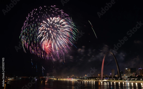 Obraz fireworks over the river