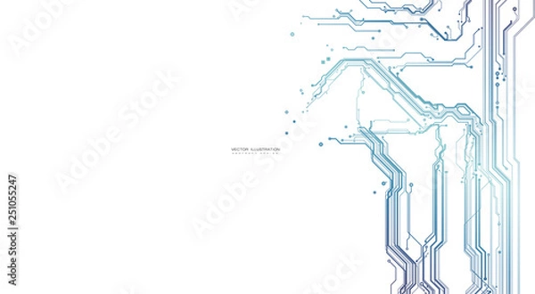 Obraz circuit board digital chipset electronic technology computer  lines engineering processor flat copy space vector illustration
