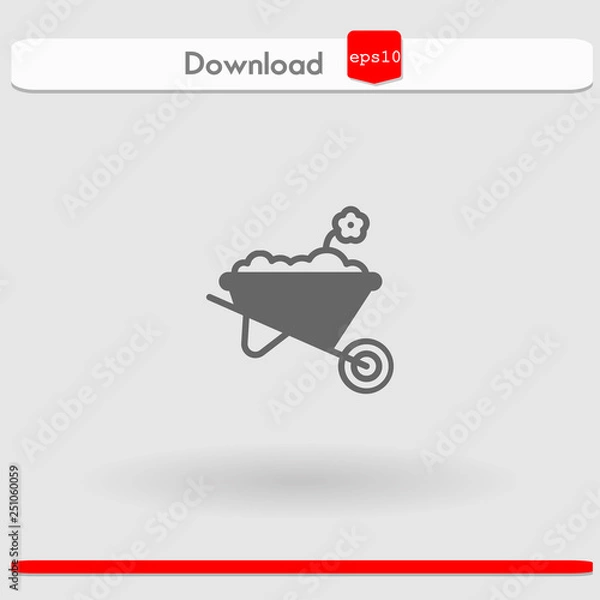 Fototapeta wheelbarrow vector icon