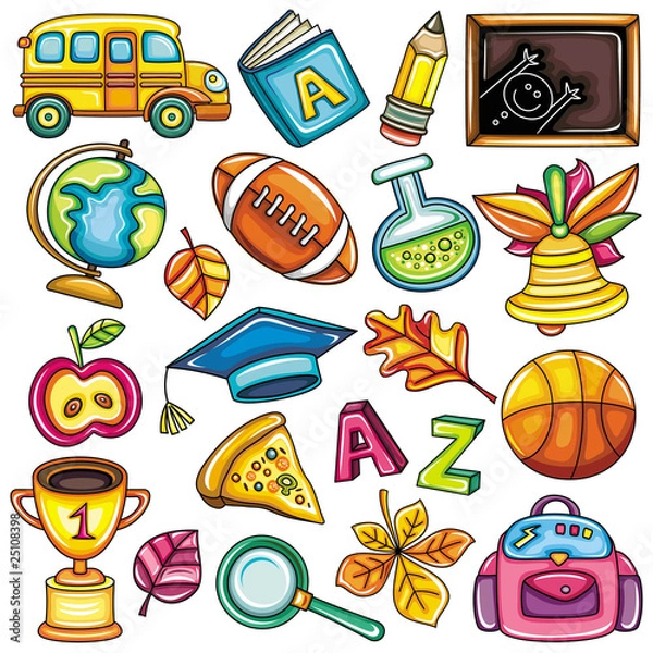 Obraz Colorful school icons