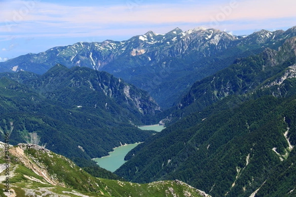 Fototapeta 北アルプス水晶岳山頂からの山々　白馬三山　白馬岳、杓子岳、白馬鑓ヶ岳