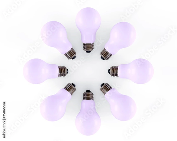 Obraz Colored light bulbs. 3D render. 