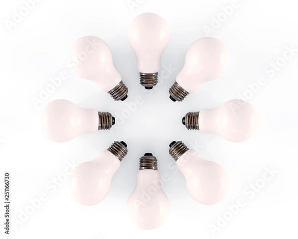 Fototapeta Colored light bulbs. 3D render. 