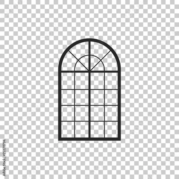 Obraz Arched window icon isolated on transparent background. Flat design. Vector Illustration