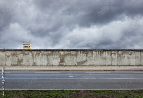Fototapeta Berlin Wall with watchtower