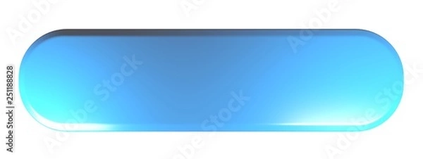 Obraz Blue rounded rectangle push button Empty - 3D rendering illustration