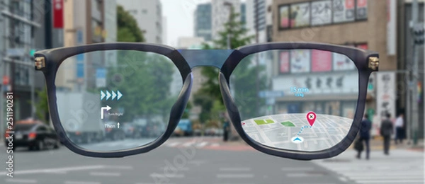 Obraz map use ai, artificial intelligence algorithms to determine what individuals want to see When GPS location service are turned on and the Maps app is opened ,popups that can direct the user to landmark