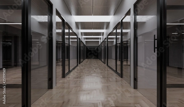 Obraz Illuminated Offices at Night Time 3D Rendering