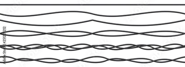 Fototapeta Creative vector illustration of realistic electrical wires flexible network, connection industrial power energy cables isolated on transparent background. Art design. Abstract concept graphic element