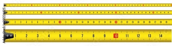 Fototapeta Creative vector illustration of tape measure, measuring tool, ruler, meter isolated on transparent background. Art design roulette template. Abstract concept graphic element