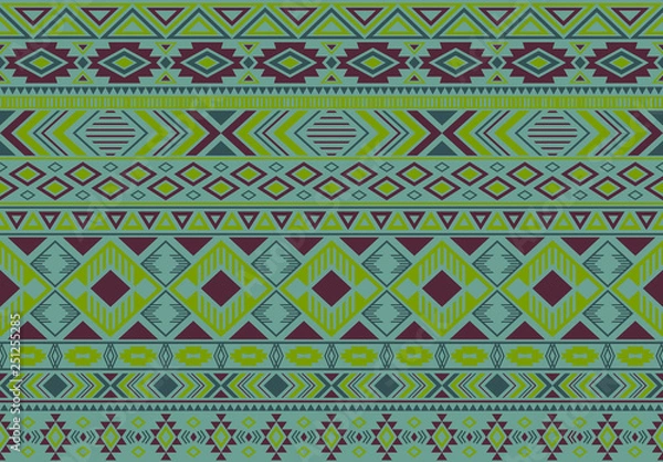 Fototapeta Ikat pattern tribal ethnic motifs geometric seamless vector background. Abstract indonesian tribal motifs clothing fabric textile print traditional design with triangle and rhombus shapes.