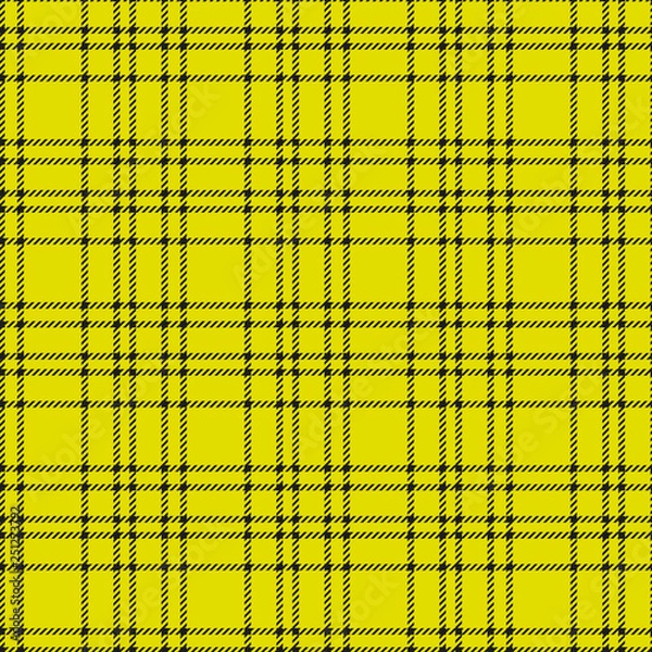 Fototapeta Minimal monochrome black yellow seamless tartan check plaid pixel pattern for fabric designs. Gingham vichy pattern background. eps10