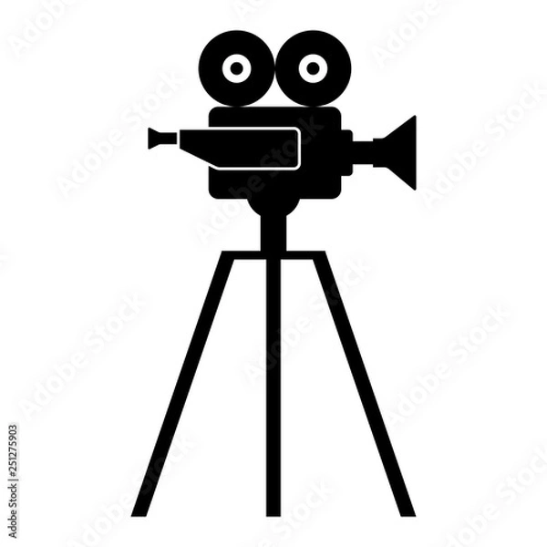 Fototapeta Movie camera monochrome icon,  in trendy flat style isolated on white background - vector