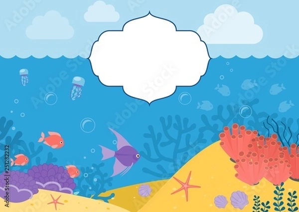 Fototapeta Underwater background. Background with marine animals.