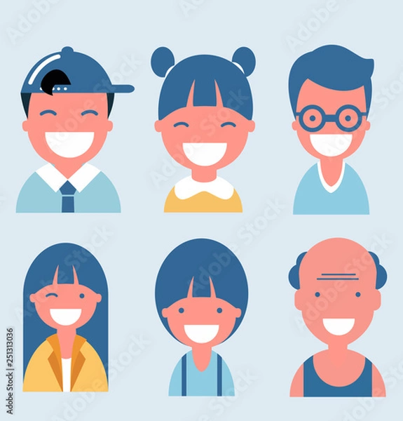 Obraz Flat happy smiling people collection