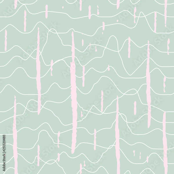 Fototapeta Abstract wavy line pattern, seamless vector geometric background.