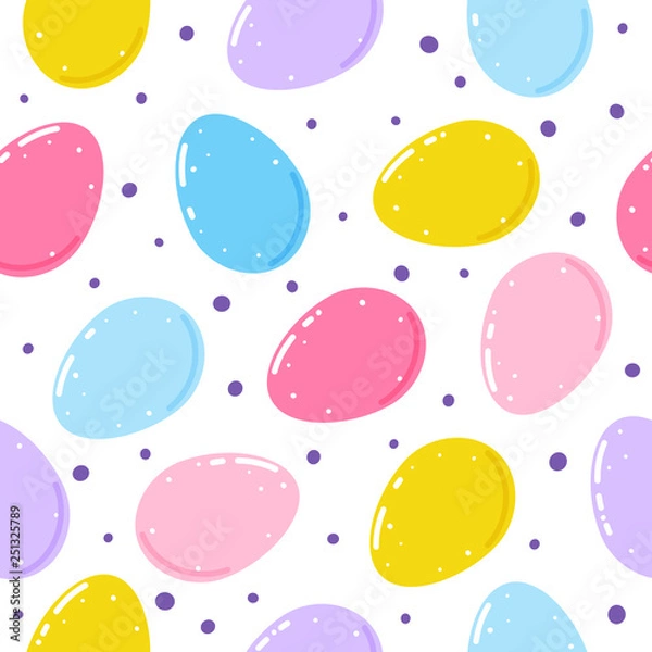 Fototapeta Seamless pattern with color Easter eggs