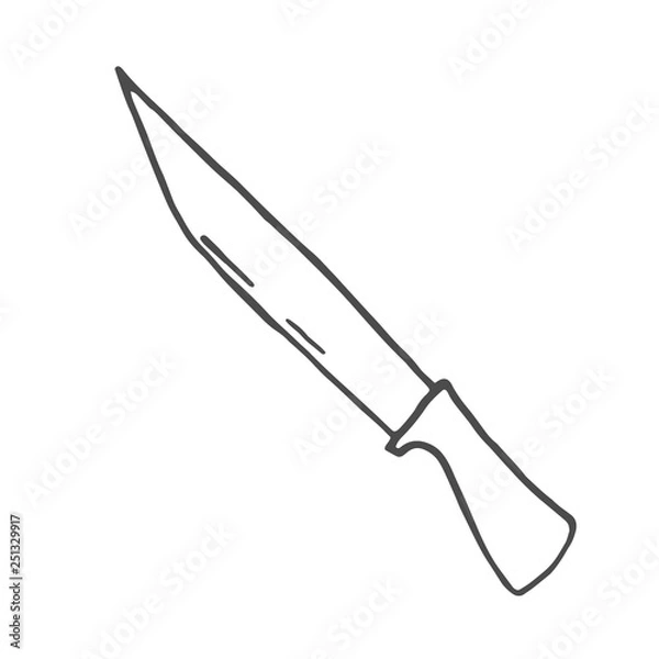 Obraz Kitchen knife doodle. Vector sketch isolated on white background.