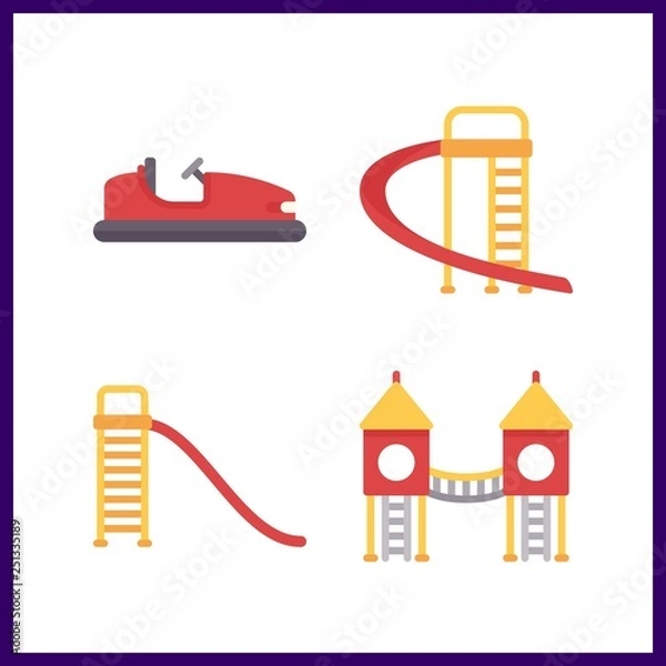 Fototapeta 4 slide icon. Vector illustration slide set. playground and roller slide icons for slide works