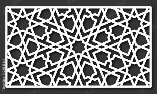 Fototapeta Decorative panel for laser cutting. Oriental geometric pattern.