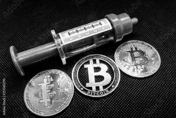 Obraz Requires doping for bitcoin, shot.
