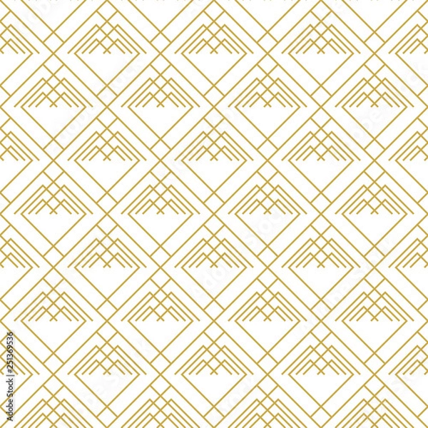 Fototapeta Interlaced thin line ornament. Seamless vector pattern in gold