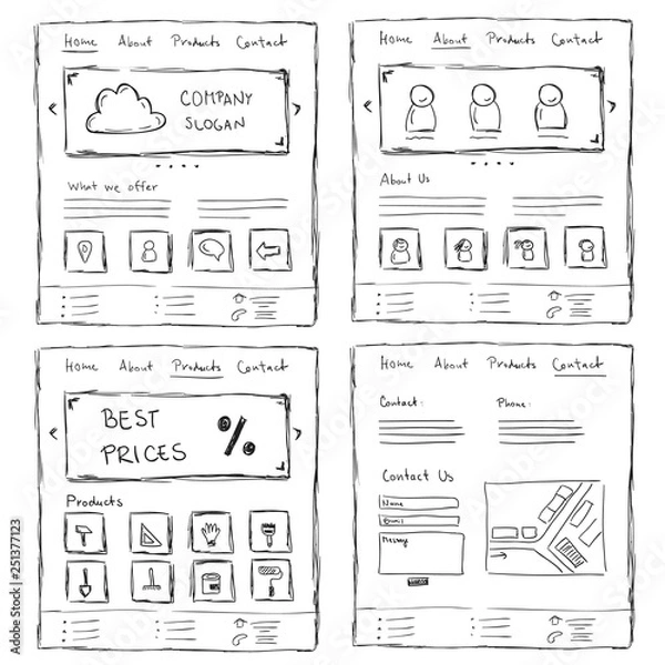 Fototapeta Website Layout Doodles
