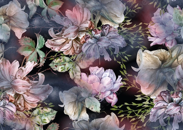 Obraz Background of roses. Seamless pattern. 