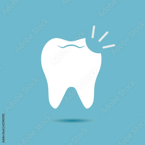 Obraz Broken tooth vector isolated on white background.