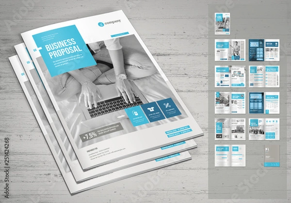 Fototapeta Business Proposal Layout with Blue Accents